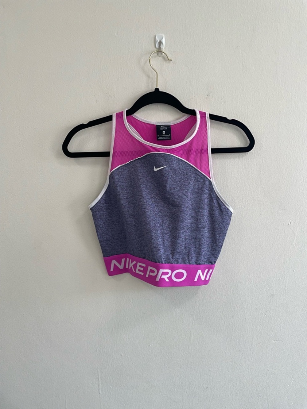 Nike Pro Women's Cropped Tank - Pink and Grayish Purple